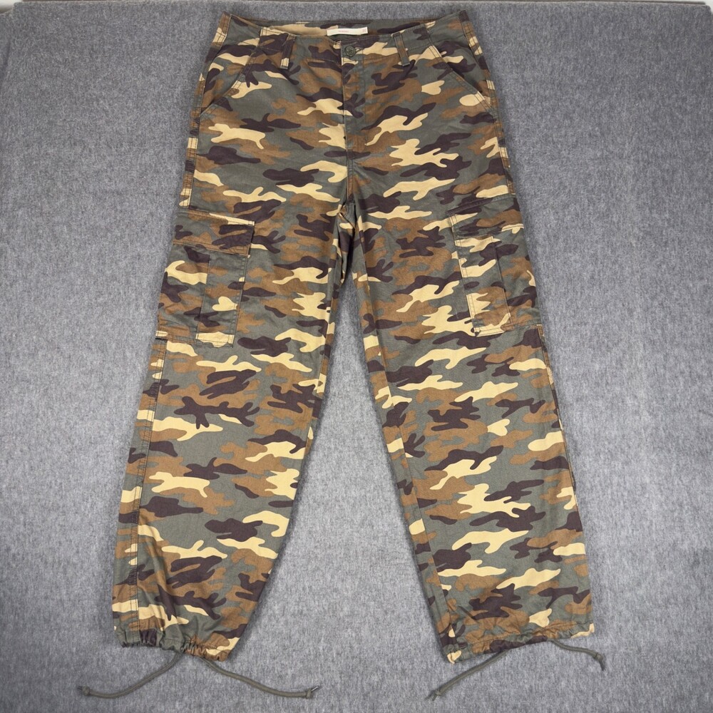 Levi's '94 Baggy Cargo Pants Womens Size 30 Camo Woodland Camouflage Drawstring